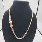 Sterling silver multi strand pink heart necklace