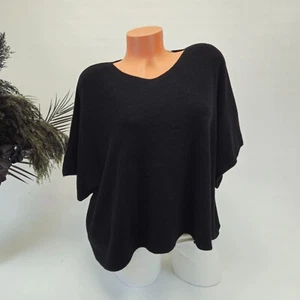 Italy Damen Pulli 3/4 Arm Oversize Shirt Feinstrick Gr. 38 40 42 44 46 Schwarz - Bild 1 von 9