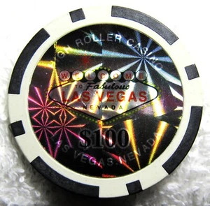 Authentic High Roller Casino Fabulous Las Vegas Nevada Black $100 Poker Chip - Picture 1 of 4