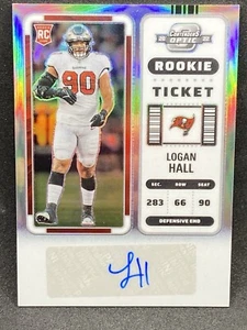 Boleto de novato Logan Hall 2022 Panini Contenders Optic RC autógrafo Prizm # 186 - Imagen 1 de 2