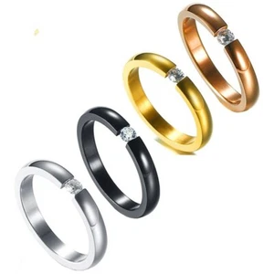 3 mm Silber/Gold/Roségold/Schwarz Band Herren Damen Edelstahl Ringgröße 5-10 - Bild 1 von 16