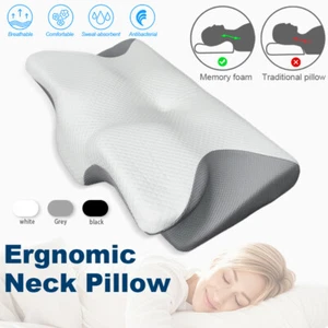 Cervical Neck Pillow Ergonomic Memory Foam Orthopedic Pain Relief Neck Support - Picture 1 of 15
