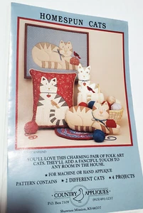 Country Appliques - Homespun Cats Craft Pattern #CA-53 - Picture 1 of 4