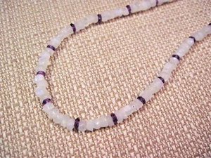 Gorgeous 925 Sterling Silver 70ct Amethyst, Black Spinel & Moonstone Necklace S1 - Picture 1 of 5
