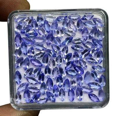 Lote de 15 piedras preciosas sueltas deslumbrantes corte marquesa natural tanzanita 5x2,5 mm Foto 1 de 4