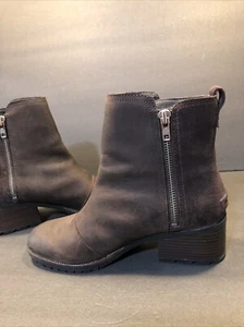 Sorel Cate Waterproof Leather/suede Block Heel Ankle Boot Size 9.5 Dark Brown - Picture 1 of 9