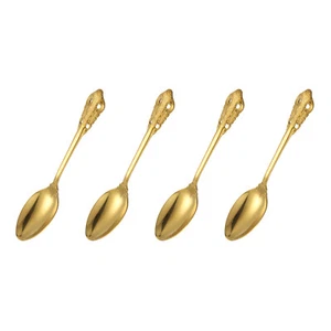 4 Pcs Round Soup Spoon, 7.9 Inch Stainless Steel Dinner Spoon, Gold - Picture 1 of 6