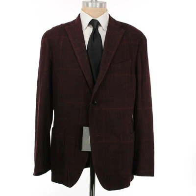 Abrigo deportivo Boglioli nuevo con etiquetas lana/seda/efectivo K chaqueta talla 56R EE. UU. 46R borgoña/negro Foto 1 de 4