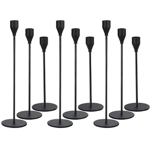 Matte Black Candlestick Taper Candle Holders Set of 9 for 3/4" Taper Candles - Picture 1 of 5