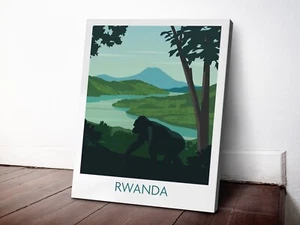 Rwanda Mountain Gorilla 40x50cm Stretched Travel Canvas Wall Art Print - Bild 1 von 3