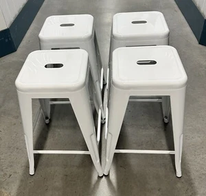 Large Replica Tolix Bar Stool - White, 67cm high and 42cm square base - Picture 1 of 5
