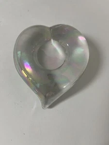 Hand Blown Art Glass Paperweight Heart Shape Puffy Iridescent Finish 3.5”x3” EUC - Picture 1 of 4