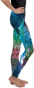 NEW 3D Mermaid GIRLS Leggings, Costume, Dance Cheerleader Play Time Gym (4T-12) - Picture 1 of 12