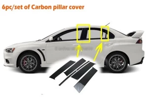 Carbon Side Pillar Cover Trim for Mitsubishi Lancer Evolution EVO 10 X 2008-2017 - Picture 1 of 4