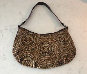Vintage Beaded Purse Handbag Evening Bag Made In India 11"x7"