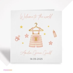 Personalised New Baby Girl Card Gift Daughter Granddaughter Niece Goddaughter - Picture 1 of 5