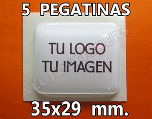 5 x Pegatinas Gota de Resina 35x29 mm. con tu Logo / Imagen. Adhesivos Relieve - Imagen 1 de 1
