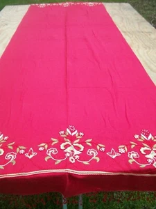 Red Cashmere Pashmina Scarf/Wrap Beading Embroidery Fringe Ends Handwoven India - Picture 1 of 9
