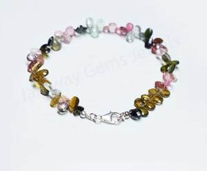 Natural Watermelon Multi Tourmaline Bracelet, Multi Tourmaline Beaded Bracelet, - Picture 1 of 3