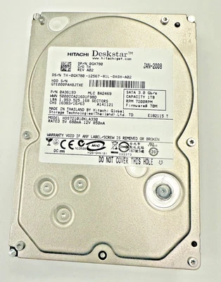 HITACHI Deskstar (HDS721010KLA330) 1TB 3.5" SATA HDD 7200RPM Deskstar - Image 1 of 3