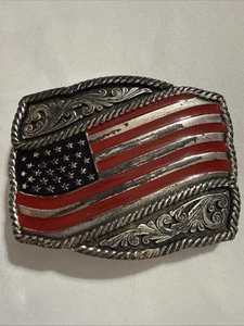 Montana Silversmith Gürtelschnalle amerikanische USA Flagge silberfarben - Bild 1 von 3