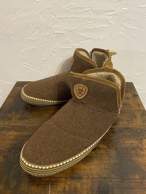 Женские тапочки Ariat Bootie XL 9,5-10,5 коричневые флисовые шерстяные мокасины Aztec West - Изображение 1 из 4