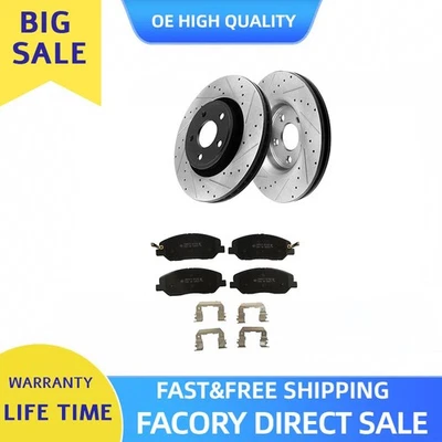 11.7in Front Drilled Brake Rotors Ceramic Pads for 2007 -2009 Hyundai Santa Fe Foto 1 de 4