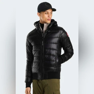 Abrigo Canada Goose Crofton Bomber Negro Cremallera Puffer Para Hombre Grande Con Capucha L Foto 1 de 4