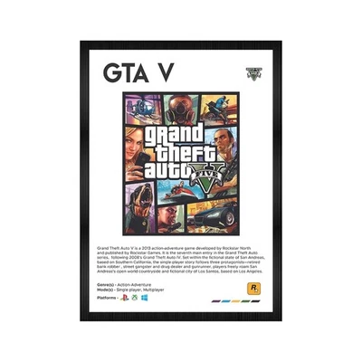 Wood Gta V Wall Poster Grand Theft Auto 5 Video Game Art Gamer Room Decor - Image 1 of 4