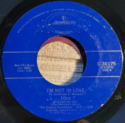 10cc "I'm Not In Love / Lazy Ways" reissue VG+ - Image 1 of 3