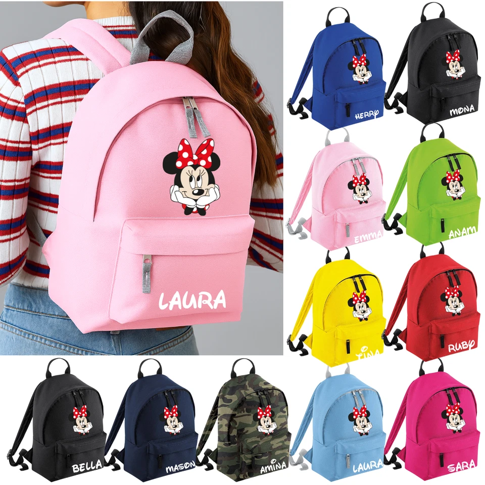 Minnie Kids Backpack – Personalised School Bag – Custom Name Girls Rucksack Gift - Image 1 of 1