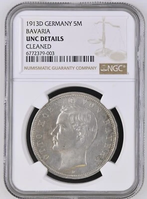 5 Mark 1913 D Otto, Bayern NGC UNC Details - Bild 1 von 4