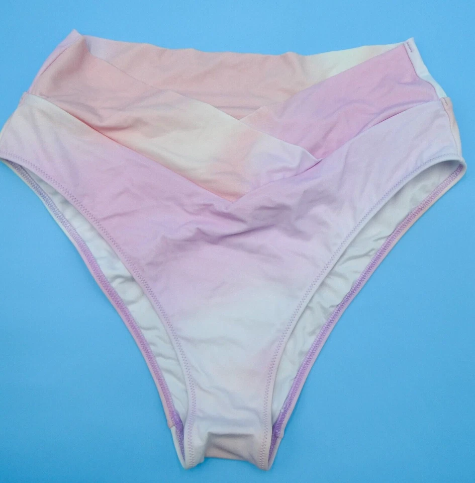Victorias Secret Large Pink Tie Dye Ruffle Hi-Waisted Brazilian Bikini Bottom - Image 1 of 4