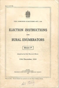 Gobierno de Canadá - Instrucciones electorales para enumeradores rurales 1938 (GP01) - Imagen 1 de 1