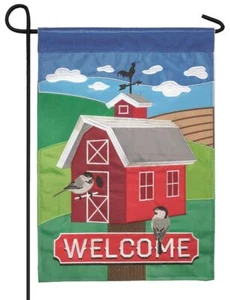 Welcome Barn Birdhouse Double Applique Garden Flag - Picture 1 of 1