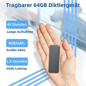 Diktiergerät mit Rauschunterdrückung, 64GB Audio Recorder Aufnahmegerat - Bild 1 von 7