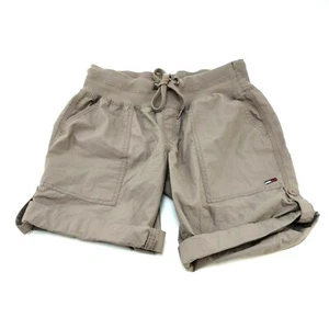 Tommy Jeans Flag Logo Shorts Beige Women's Size Small 100% Cotton Used Condition - Picture 1 of 9