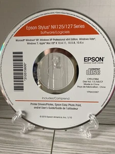Epson Stylus NX125/127 Series Software CD ~ Windows XP/XP Pro, Vista & Mac 10.4 - Picture 1 of 3