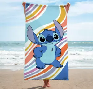 Disney Lilo Stitch Kids Beach Towel 28x58 Soft Absorbent 100% Cotton Fun Design - Picture 1 of 6