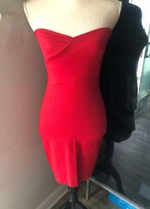 AQUA $169 STUNNING Red Strapless Bandage Mini Dress 0 XS - Picture 1 of 5