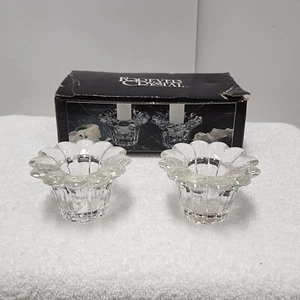 Vintage Forever Crystal Taper Candle Holders Style 315160 Boxed Love Flower - Picture 1 of 6