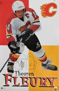 Theoren Fleury Calgary Flames Signed 22x34 Poster JSA Authenticated - Picture 1 of 3