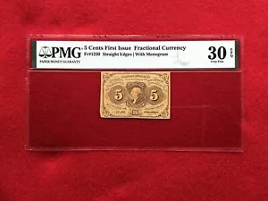 FR-1230  First Issue 5c Cent Fractional/Postage Currency *PMG 30 EPQ Very Fine* - Picture 1 of 2