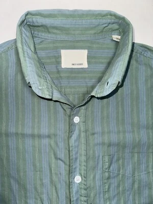 BAND OF OUTSIDERS Men's Blue Green Striped Button-Up Long Sleeve Shirt SZ 2 (M) - Image 1 of 4