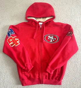 NFL 49ers Thermal Sherpa Lined Jacket Mens Medium Patches Red Heavy Duty - Imagen 1 de 23