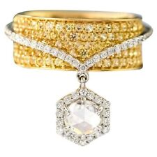 Yellow & White CZ Dangle Style Ring Band 925 Sterling Silver Party Wear Jewelry