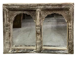 Vintage Arch White Wash Mirror, Jharokha Wall Mirror Reclaimed Window MIRROR