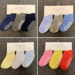 Anti Non Slip Socks Toddler ABS Cotton Blend  3 Pairs Size 12-24 months - Picture 1 of 9