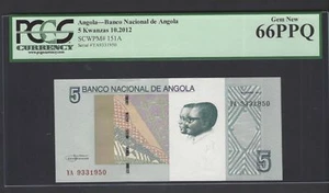 Angola 5 Kwanzas 10-2012 P151A Uncirculated Graded 66 - Picture 1 of 2