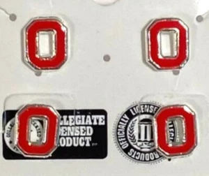 NCAA OSU Ohio State Buckeyes zwei Paar Mini Ohrringe Silber Platte USA NEU - Bild 1 von 3